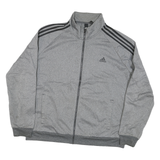 ADIDAS Mens Grey & Black Track Jacket XL Polyester Blend Zip Athletic Style