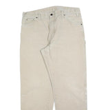 DICKIES Mens Regular Beige Cotton Blend Trousers W36 L32 Workwear Straight Fit