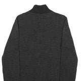 CALVIN KLEIN Mens Black Patterned Pullover Jumper Zip Neck M Cotton Blend Knit