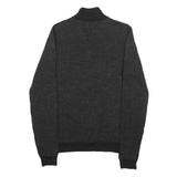 CALVIN KLEIN Mens Black Patterned Pullover Jumper Zip Neck M Cotton Blend Knit