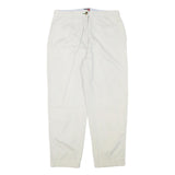 TOMMY HILFIGER Womens Cotton Blend White Relaxed Straight Trousers W32 L27