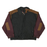 LONDON FOG Mens Black & Burgundy Colourblock Jacket XL Polyester Blend Zip