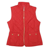 ST JOHNS BAY Womens Red Quilted Sleeveless Jacket S Polyester Blend Zip Pockets
