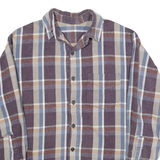 Mens Blue Brown & Beige Check Relaxed Fit Cotton Blend Shirt L Classic Button-Up