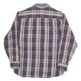 Mens Blue Brown & Beige Check Relaxed Fit Cotton Blend Shirt L Classic Button-Up
