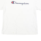 CHAMPION Mens White Cotton Blend T-Shirt M Short Sleeve Crew Neck Logo Print