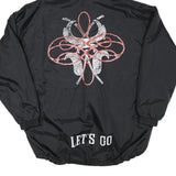 LET'S GO Mens Black Polyester Blend Zip Jacket 3XL Lightweight Graphic Print