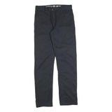DICKIES Mens Slim Black Cotton Blend Trousers W30 L32 Zip Closure Classic Style