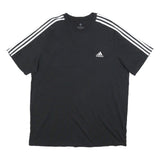 ADIDAS Mens Black T-Shirt XL Short Sleeve Crew Neck Three Stripe Classic