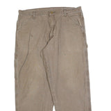 CARHARTT Mens Jeans Beige Regular Straight Denim W36 L30 Zip Cotton Blend