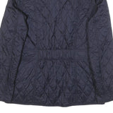 BARBOUR Womens Navy Quilted Jacket S Polyester Blend Button Closure Classic