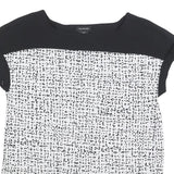 CALVIN KLEIN JEANS Womens Black & White Printed Cotton Blend Top Short Sleeve