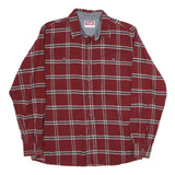 WRANGLER Mens Red & White Check Shirt M Long Sleeve Button Casual Cotton