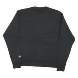 CHAMPION Mens Black Crew Neck M Logo Print Cotton Blend Sweatshirt