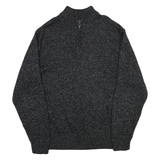 CHAPS Mens Black & Grey Patterned Jumper Half Zip Crew Neck Basic Knit XL Cotton
