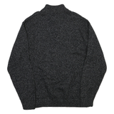 CHAPS Mens Black & Grey Patterned Jumper Half Zip Crew Neck Basic Knit XL Cotton