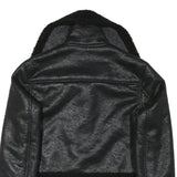 Womens Black Faux Shearling Collar Jacket XS Polyester Blend Zip Coat Outerwear