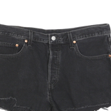 LEVI'S Womens Denim Black Casual Shorts M W32 Distressed Hem Raw Edge
