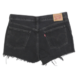 LEVI'S Womens Denim Black Casual Shorts M W32 Distressed Hem Raw Edge