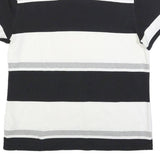 TOMMY HILFIGER Mens Black & White Grey Stripe Short Sleeve Polo Shirt M Cotton