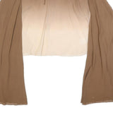 MONSOON Womens Beige & Cream Long Sleeve V-Neck Band Collar Silk Top UK 18 Basic