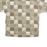 BLUE JEANS Mens Beige & Cream Check Short Sleeve Polo Shirt L Casual Polyester