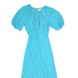 MONSOON Womens Blue Polka Dot Maxi Puffy Sleeve Dress Polyester Blend UK 12