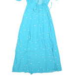 MONSOON Womens Blue Polka Dot Maxi Puffy Sleeve Dress Polyester Blend UK 12