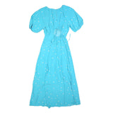 MONSOON Womens Blue Polka Dot Maxi Puffy Sleeve Dress Polyester Blend UK 12