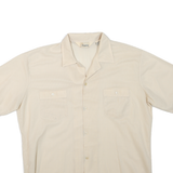 KINGSPORT Mens Cream Regular Fit Short Sleeve Shirt L Lightweight Polyester