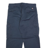 DICKIES Mens Cotton Blend Navy Relaxed Cargo Trousers W38 L30 Workwear Utility