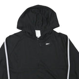 REEBOK Womens Black & White Hooded Jacket XS Polyester Blend Zip Casual