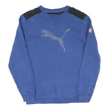 PUMA Mens Blue & Black Sweatshirt Crew Neck S Cotton Logo Graphic