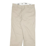 DICKIES Mens Cotton Blend Beige Regular Straight Trousers W36 L34 Workwear Zip
