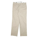 DICKIES Mens Cotton Blend Beige Regular Straight Trousers W36 L34 Workwear Zip