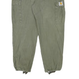 CARHARTT Mens Relaxed Green Cargo Trousers W36 L27 Cotton Blend Zip Closure