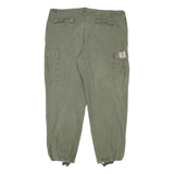 CARHARTT Mens Relaxed Green Cargo Trousers W36 L27 Cotton Blend Zip Closure