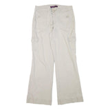 GLORIA VANDERBILT Womens Cotton Blend Beige Relaxed Wide-Leg Trousers W30 L32