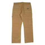 DICKIES Mens Jeans Beige Regular Straight Cotton Blend W34 L30 Workwear Zip