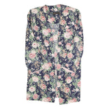 JUST IN THYME Womens Blue Floral Cotton Blend Jacket L Casual Elegant