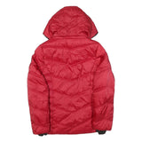 NAUTICA Womens Red Hooded Quilted Jacket L Polyester Blend Warm Zip Closure