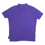 POLO RALPH LAUREN Mens Purple Short Sleeve Plain L Cotton Blend Polo Shirt