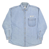 LEE Mens Blue Cotton Denim Shirt L Button Down Collar Casual Workwear