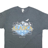 GILDAN Mens Grey Alaska Graphic T-Shirt L Short Sleeve Crew Neck Cotton Blend