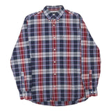 TOMMY HILFIGER Mens Blue & Maroon Check Shirt S Cotton Blend Classic Button-Down