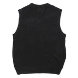DOCKERS Mens Black & Grey Argyle Patterned Jumper V-Neck Basic Knit M Sleeveless