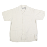 NAUTICA Mens White Shirt M Casual Linen Blend Short Sleeve Button