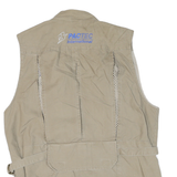 SAFARI Mens Beige Outdoor Gilet M Cotton Blend Woven Plain Sleeveless Zip