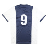 NIKE Mens Navy & White Athletic T-Shirt M Short Sleeve V-Neck Sports Jersey