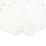 LEVI'S Womens White Denim Casual Shorts XS W24 Frayed Hem Cotton